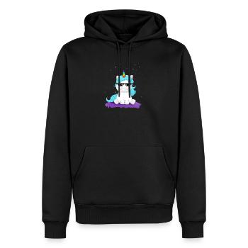Licorne avec des lunettes de soleil - Sweat à capuche Premium bio Homme - noir - Devant - Nico (187cm)