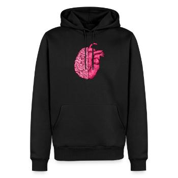 Herz vs. Gehirn Kopf gegen Herz Verstand vs. Herz - Männer Premium Bio Hoodie - Schwarz - Vorne - Nico (187cm)