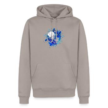 Deep Blue Tea for Two - Men’s Premium Organic Hoodie - taupe - Front - Nico (187cm)