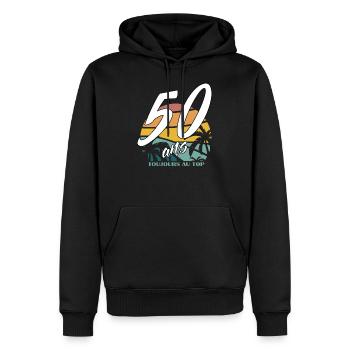 50 ans et toujours au top - Sweat à capuche Premium bio Homme - noir - Devant - Nico (187cm)