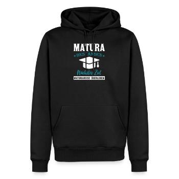 Matura - Nächstes Ziel Maturareise überleben - Männer Premium Bio Hoodie - Schwarz - Vorne - Nico (187cm)