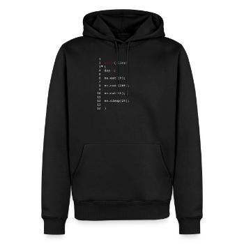 Lebendiger Code - Männer Premium Bio Hoodie - Schwarz - Vorne - Nico (187cm)