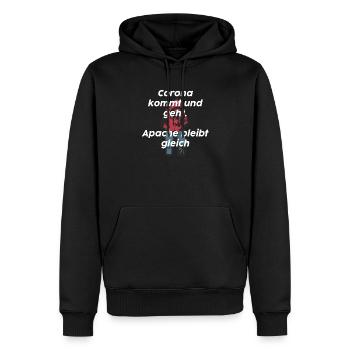 Apache - Männer Premium Bio Hoodie - Schwarz - Vorne - Nico (187cm)