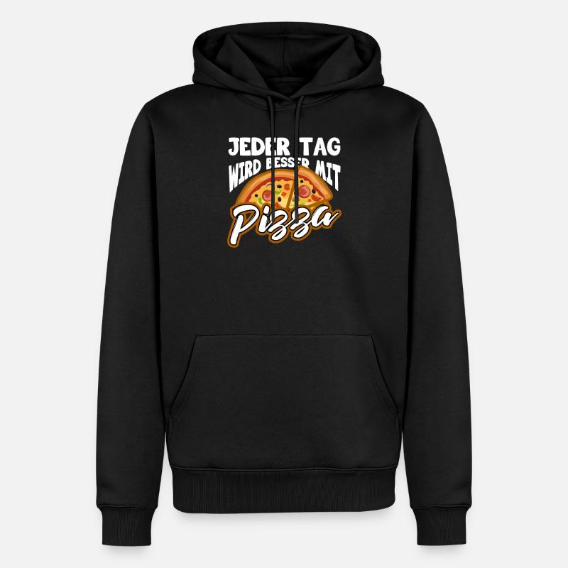Pizza - Männer Premium Bio Hoodie - Schwarz