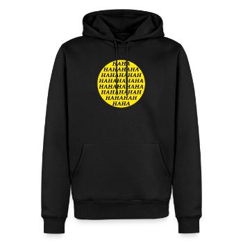 HAHA - Men’s Premium Organic Hoodie - black - Front - Nico (187cm)