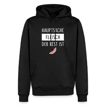 HAUPTSACHE FLEISCH DER REST IST WURST - Männer Premium Bio Hoodie - Schwarz - Vorne - Nico (187cm)
