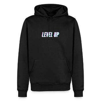 Level Up Gamer Design - Männer Premium Bio Hoodie - Schwarz - Vorne - Nico (187cm)
