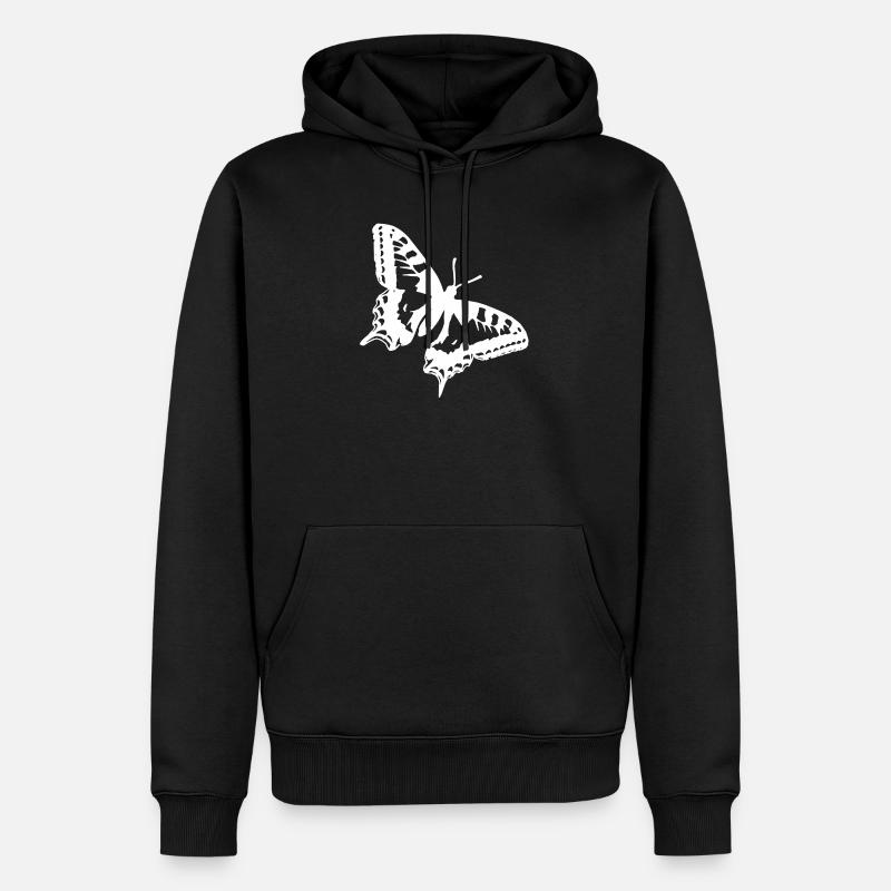 Papillon blanc - Sweat à capuche Premium bio Homme - noir