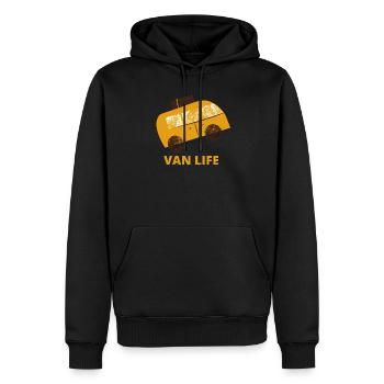 Camping-car Van Life - Sweat à capuche Premium bio Homme - noir - Devant - Nico (187cm)
