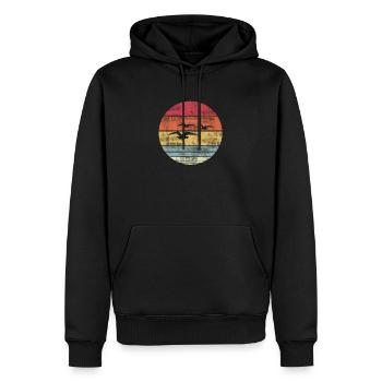 Idée de cadeau d'été rétro vintage de mouettes - Sweat à capuche Premium bio Homme - noir - Devant - Nico (187cm)