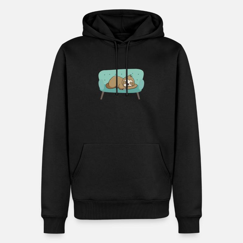 Faultier - Männer Premium Bio Hoodie - Schwarz