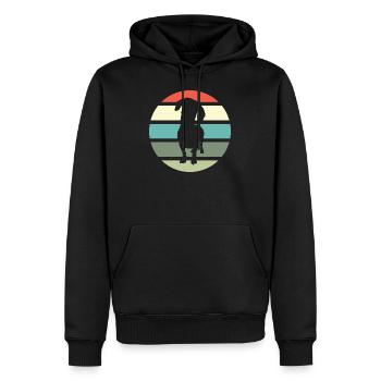 Dackel Dachshund Teckel Silhouette mit retro Sonne - Männer Premium Bio Hoodie - Schwarz - Vorne - Nico (187cm)