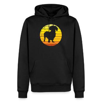 Dackel Dachshund Teckel Silhouette mit retro Sonne - Männer Premium Bio Hoodie - Schwarz - Vorne - Nico (187cm)