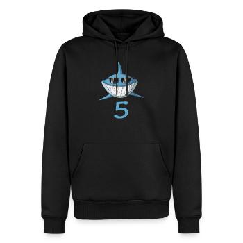 Cooler Hai five vom Haifisch Haiko High Five - Männer Premium Bio Hoodie - Schwarz - Vorne - Nico (187cm)