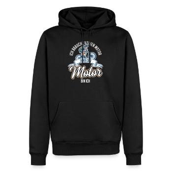 Fahrradfahrer Mountain Biker Ich bin der Motor - Männer Premium Bio Hoodie - Schwarz - Vorne - Nico (187cm)