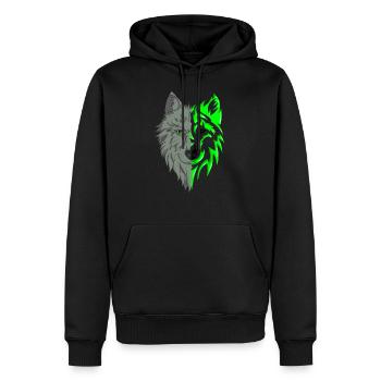 Logo loup - Sweat à capuche Premium bio Homme - noir - Devant - Nico (187cm)
