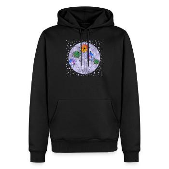 fleurs - Sweat à capuche Premium bio Homme - noir - Devant - Nico (187cm)