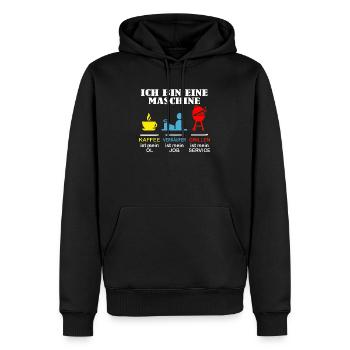 Verkäufer - Ich bin eine Maschine - Männer Premium Bio Hoodie - Schwarz - Vorne - Nico (187cm)