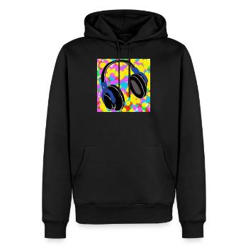 Kopfhörer Pop Color Tie Dye Hintergrund Funky - Männer Premium Bio Hoodie - Schwarz - Vorne - Nico (187cm)