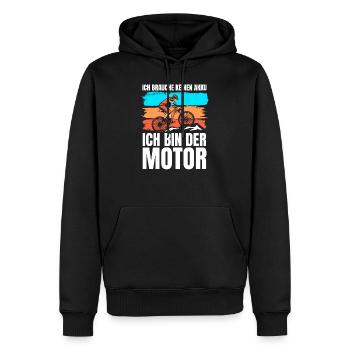 Fahrradfahrer Ich bin der Motor - Männer Premium Bio Hoodie - Schwarz - Vorne - Nico (187cm)