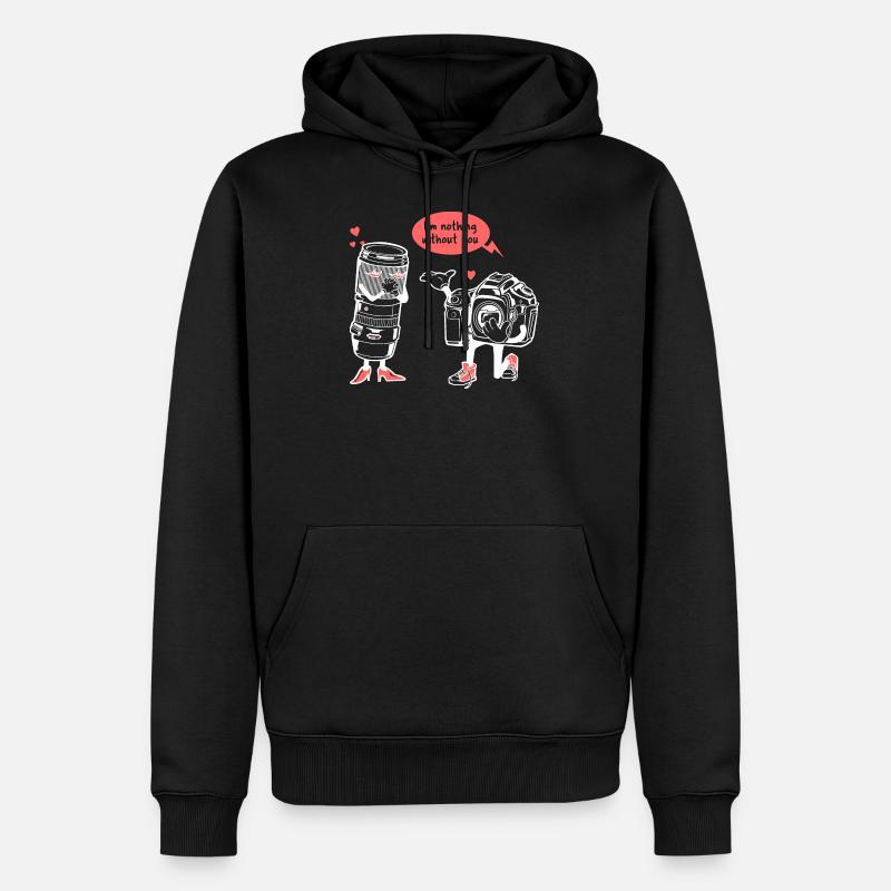 Photographe caméra objectif - Sweat à capuche Premium bio Homme - noir