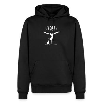 chat de yoga - Sweat à capuche Premium bio Homme - noir - Devant - Nico (187cm)