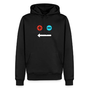 Plus- und Minusgesicht - Männer Premium Bio Hoodie - Schwarz - Vorne - Nico (187cm)