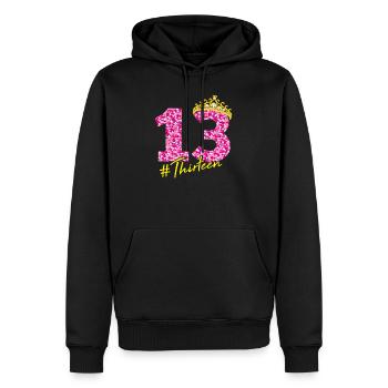 13th birthday crown teenager years gift - Men’s Premium Organic Hoodie - black - Front - Nico (187cm)