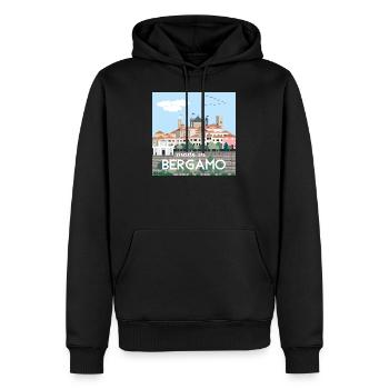 Oberes Bergamo - Männer Premium Bio Hoodie - Schwarz - Vorne - Nico (187cm)