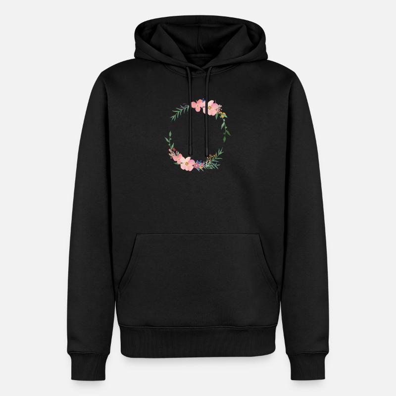 Moderner Blumenkranz -personalisierbar - Männer Premium Bio Hoodie - Schwarz