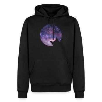 Space cat stares into space - Men’s Premium Organic Hoodie - black - Front - Nico (187cm)