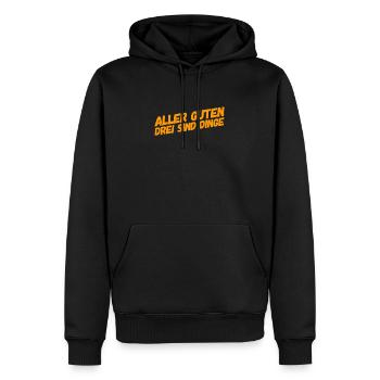 aller guten Dinge sind Drei - Männer Premium Bio Hoodie - Schwarz - Vorne - Nico (187cm)