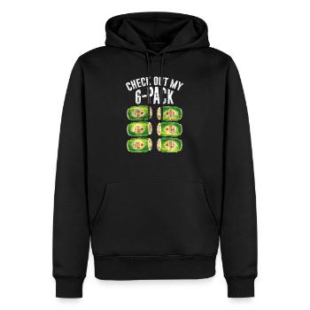 Check out my six pack beer Design für einen Bier - Männer Premium Bio Hoodie - Schwarz - Vorne - Nico (187cm)