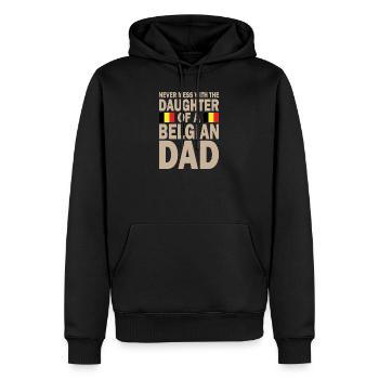 Ne plaisante jamais avec la fille d'un papa belge - Sweat à capuche Premium bio Homme - noir - Devant - Nico (187cm)