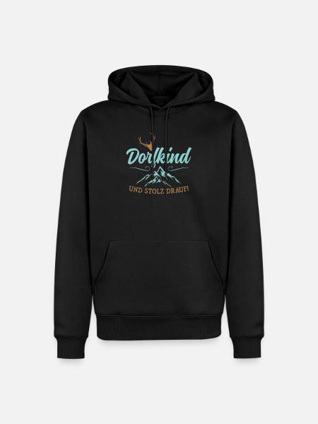 Dorfkind Berge Natur Heimat Geschenk - Männer Premium Bio Hoodie - Schwarz