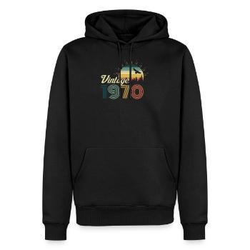 Cadeau vintage rétro anniversaire des années 1970 - Sweat à capuche Premium bio Homme - noir - Devant - Nico (187cm)