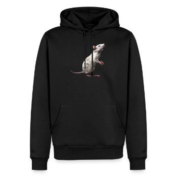 rat - Sweat à capuche Premium bio Homme - noir - Devant - Nico (187cm)