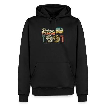 Vintage 1991 Vintage 1991 Anniversaire Rétro Vintage - Sweat à capuche Premium bio Homme - noir - Devant - Nico (187cm)