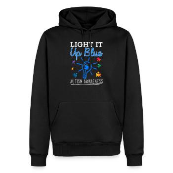 T-shirt Light It Up Mois de sensibilisation à l'autisme bleu - Sweat à capuche Premium bio Homme - noir - Devant - Nico (187cm)