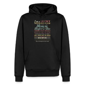 Je suis une belle-mère chanceuse, j'ai une fille géniale - Sweat à capuche Premium bio Homme - noir - Devant - Nico (187cm)