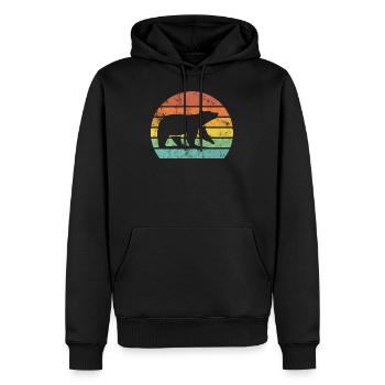 Ours rétro coucher de soleil grunge - Sweat à capuche Premium bio Homme - noir - Devant - Nico (187cm)