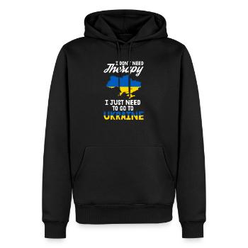 Ukraine Therapie Kiew Ukrainisch Flagge Geschenk - Männer Premium Bio Hoodie - Schwarz - Vorne - Nico (187cm)
