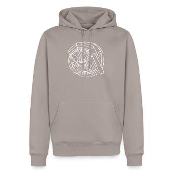 Stonemason White line - Men’s Premium Organic Hoodie - taupe - Front - Nico (187cm)