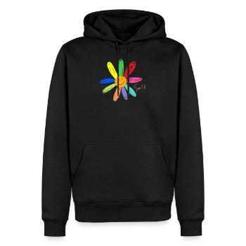 Fleur de sourire - Sweat à capuche Premium bio Homme - noir - Devant - Nico (187cm)