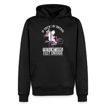 Süßes Einhorn auf einem Fahrrad - Männer Premium Bio Hoodie - Schwarz - Vorne - Nico (187cm)