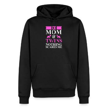 Je suis une maman de jumeaux rien ne me fait peur idée cadeau - Sweat à capuche Premium bio Homme - noir - Devant - Nico (187cm)