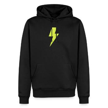 lighting bolt - Men’s Premium Organic Hoodie - black - Front - Nico (187cm)