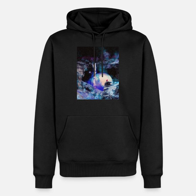 Weltraumhöhle mit Wasserfall - Männer Premium Bio Hoodie - Schwarz