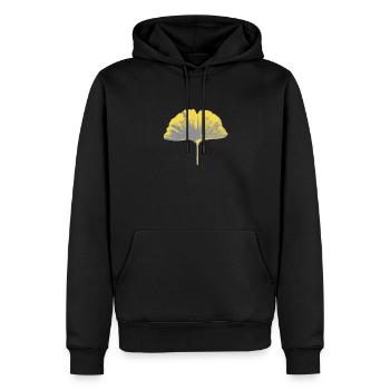 Feuille de ginko - Sweat à capuche Premium bio Homme - noir - Devant - Nico (187cm)