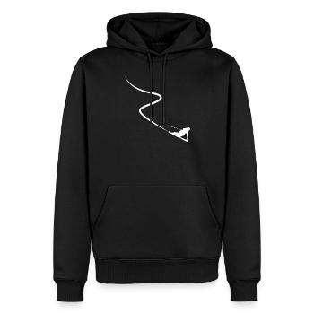 Skifahrer zieht Spur hinter sich Tiefschnee - Männer Premium Bio Hoodie - Schwarz - Vorne - Nico (187cm)